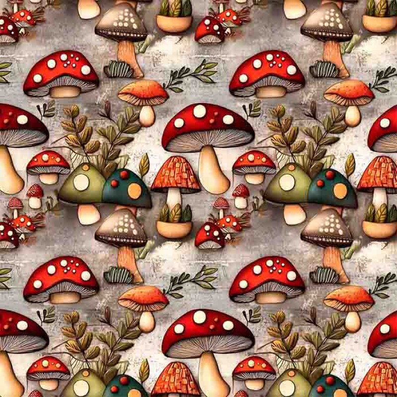 TRICOLINE 100% ALGODÃO DIGITAL  - LIKEWOOD - COGUMELO