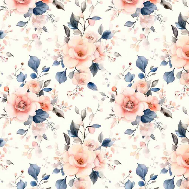 TRICOLINE 100% ALGODÃO DIGITAL  - BUTTERBLUSH - FLORAL GRANDE