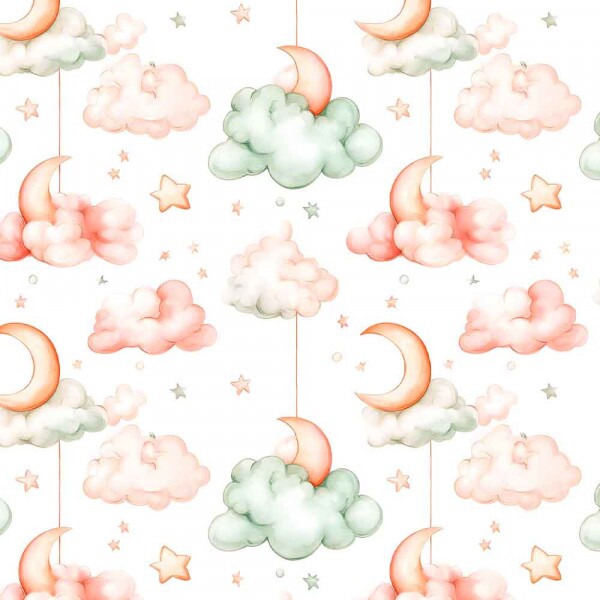 JUN25 - TRICOLINE 100% ALGODÃO DIGITAL  - HEAVEN - NUVENS