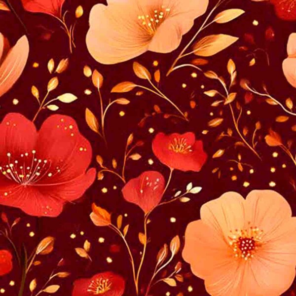 JL25 - TRICOLINE 100% ALGODÃO DIGITAL  - LARG 1,50m - ANDES- FLORAL GRANDE