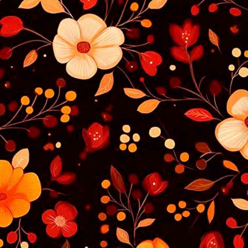 JL25 - TRICOLINE 100% ALGODÃO DIGITAL  - LARG 1,50m - ANDES- FLORAL MEDIO