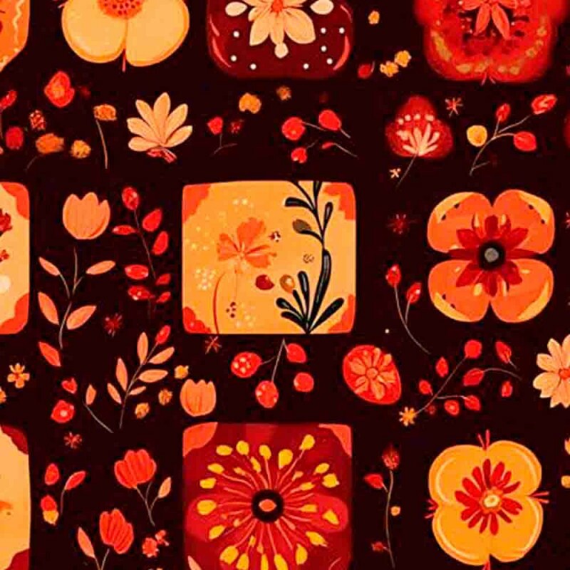 JL25 - TRICOLINE 100% ALGODÃO DIGITAL  - LARG 1,50m - ANDES- FLORAL PATCHWORK