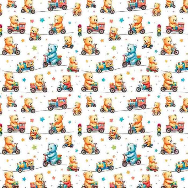 ST25 - TRICOLINE 100% ALGODÃO DIGITAL  - LARG 1,50m - URSINHOS- URSOS TRANSPORTE