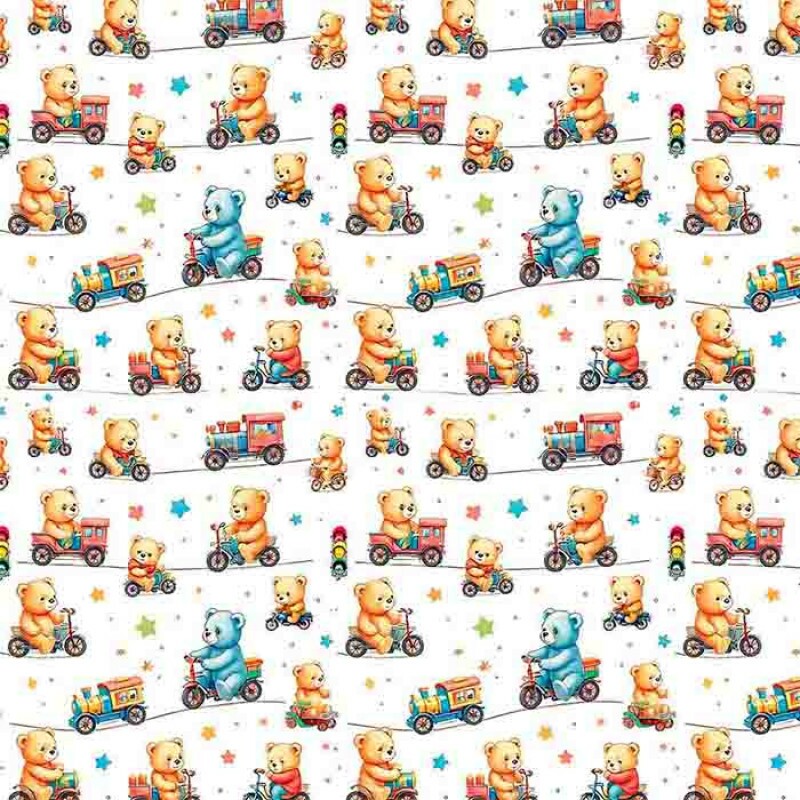 ST25 - TRICOLINE 100% ALGODÃO DIGITAL  - LARG 1,50m - URSINHOS- URSOS TRANSPORTE