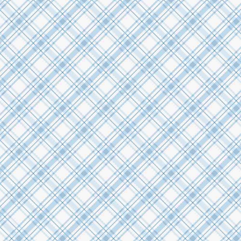 ST25 - TRICOLINE 100% ALGODÃO DIGITAL  - LARG 1,50m - URSINHOS- XADREZ AZUL