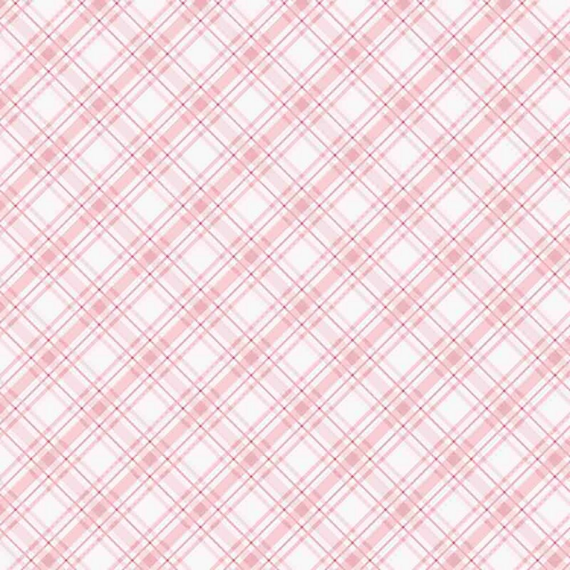 ST25 - TRICOLINE 100% ALGODÃO DIGITAL  - LARG 1,50m - URSINHOS- XADREZ ROSA