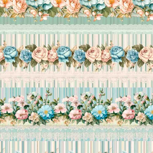 JN25 -TRICOL.DIGITAL - COLEÇÃO BARRADOS - FLORAL ROMANTICO - 100% ALGODÃO - 98607-001