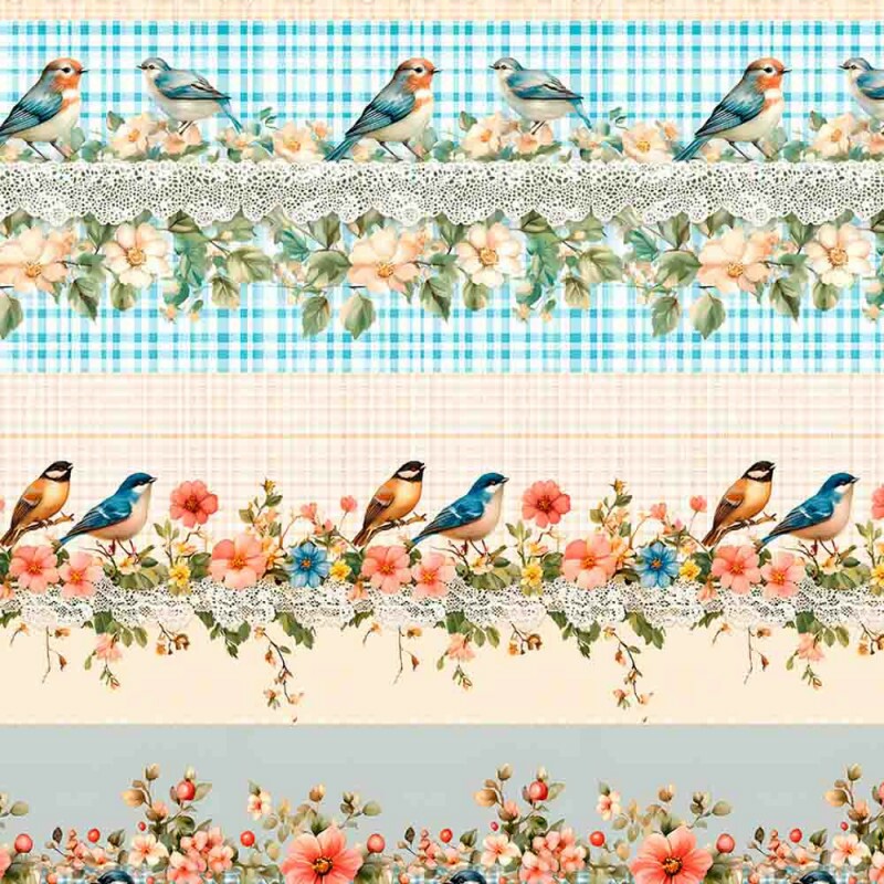 JN25 -TRICOL. DIGITAL COLEÇÃO BARRADOS - PASSAROS - 100% ALGODÃO - 98608-001