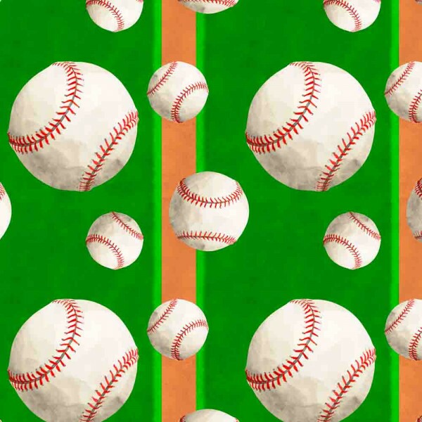 AG25 - TRICOLINE 100% ALGODÃO DIGITAL  -COLEÇÃO SPORTS - BOLA DE BEISEBOL