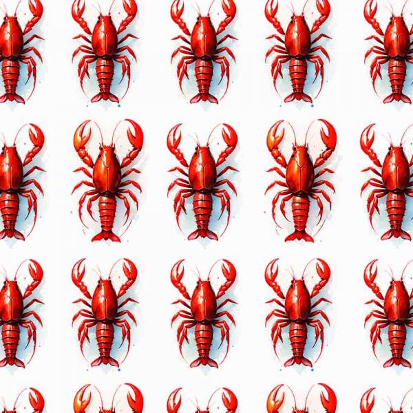JL25 -TRICOLINE 100% ALGODÃO DIGITAL  -COLEÇÃO LOBSTER - LAGOSTAS MENORES VERMELHAS