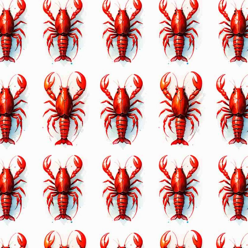 JL25 -TRICOLINE 100% ALGODÃO DIGITAL  -COLEÇÃO LOBSTER - LAGOSTAS MENORES VERMELHAS