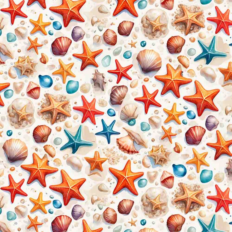 JL25 -TRICOLINE 100% ALGODÃO DIGITAL  -COLEÇÃO LOBSTER - ESTRELAS DO MAR