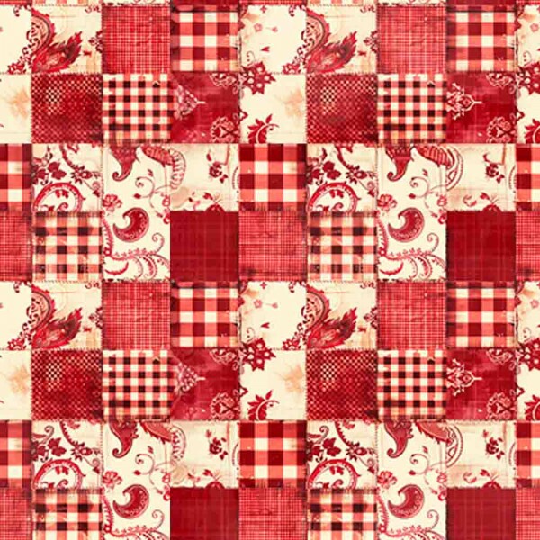 JL25 - TRICOLINE 100% ALGODÃO DIGITAL -COLEÇÃO VINTAGE RED - PATCHWORK  99303/001