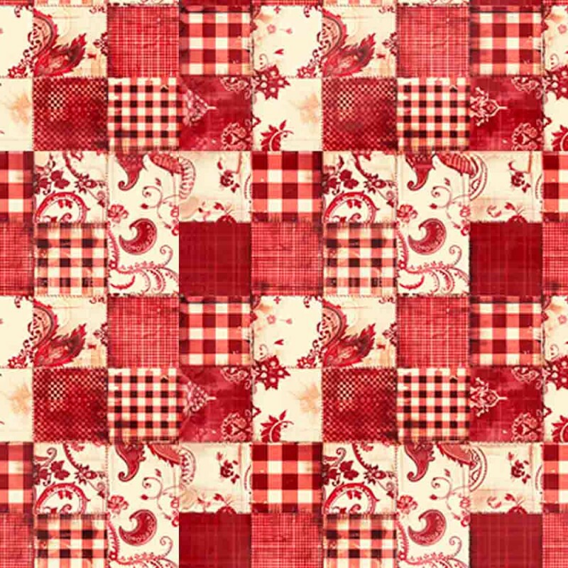 JL25 - TRICOLINE 100% ALGODÃO DIGITAL -COLEÇÃO VINTAGE RED - PATCHWORK  99303/001