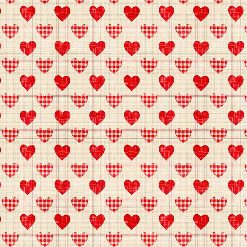 JL25 - TRICOLINE 100% ALGODÃO DIGITAL -COLEÇÃO VINTAGE RED - CORAÇÃO 99302/001