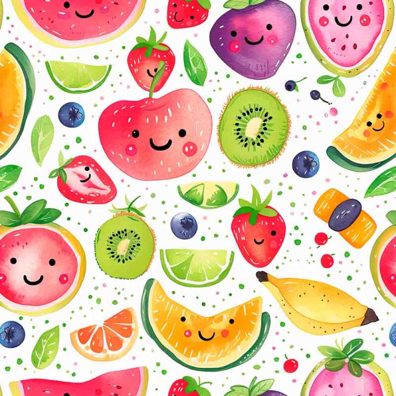 JL25 - TRICOLINE 100% ALGODÃO DIGITAL  -COLEÇÃO CUTE FRUIT - FRUTAS COM CARINHA 99624/001