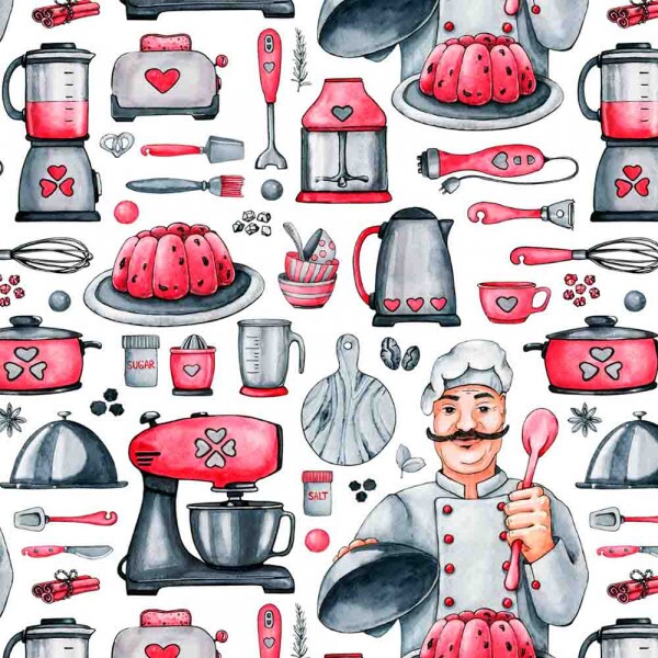 AG25 - TRICOLINE COLEÇÃO COZINHEIROS E UTENSILIOS - 100% ALGODÃO 00679/001