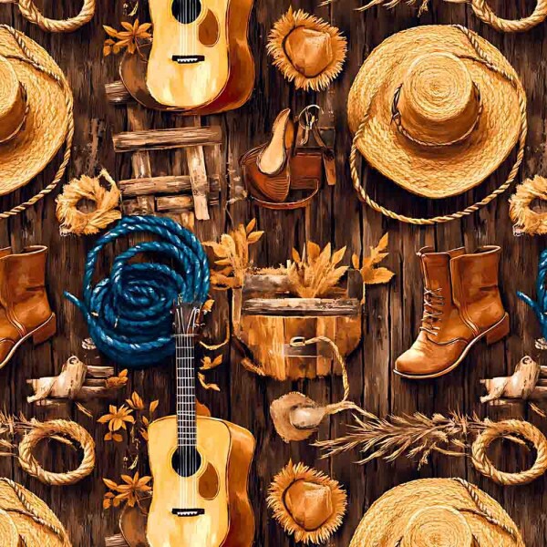 AG25 - TRICOL. COLEÇÃO SERTANEJO - CHAPEU E VIOLA GRANDE - 100% ALGODÃO 00686/001