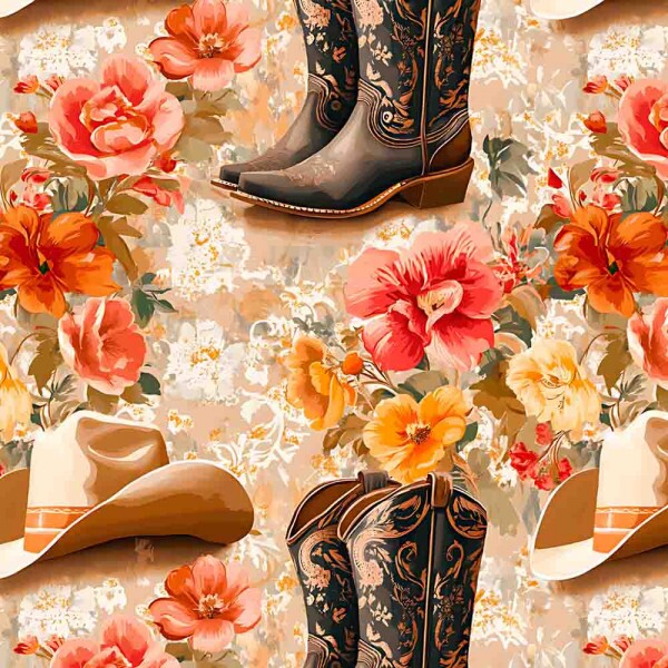 AG25 - TRICOL. COLEÇÃO SERTANEJO - CHAPEU, BOTA E FLOR -100% ALGODÃO 00687/001