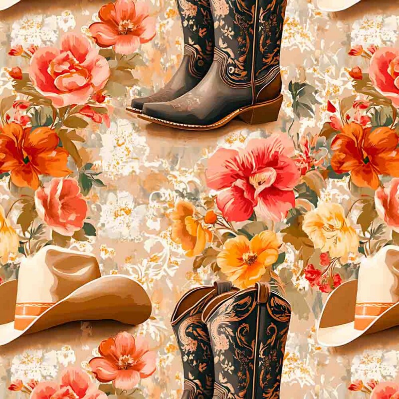 AG25 - TRICOL. COLEÇÃO SERTANEJO - CHAPEU, BOTA E FLOR -100% ALGODÃO 00687/001