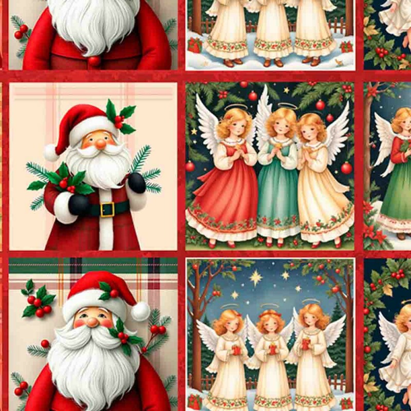 TRICOLINE 100% ALGODÃO DIGITAL  - NATAL 2025 -  PAINEL PAPAI NOEL E ANJOS