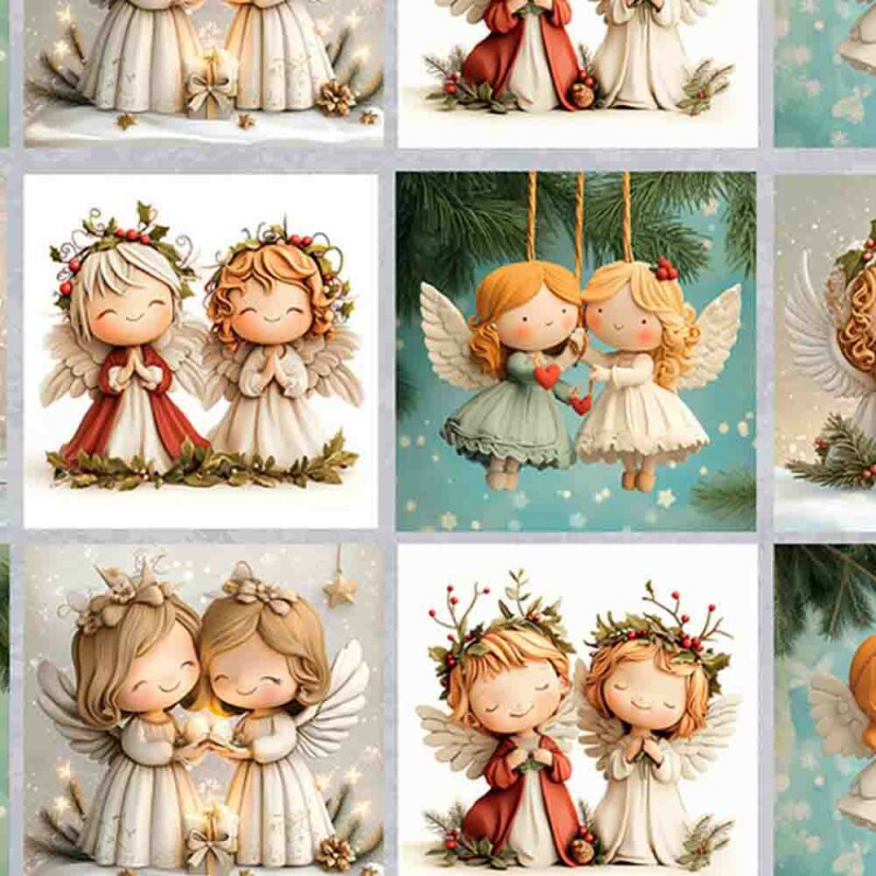JN26 - TRICOL. COLEÇÃO PAINEIS NATAL - PAINEL ANJINHOS - 100% ALGODÃO - 98022-001