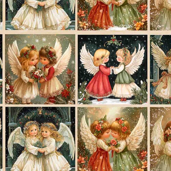 TRICOLINE 100% ALGODÃO DIGITAL  - NATAL 2025 -  PAINEL ANJOS