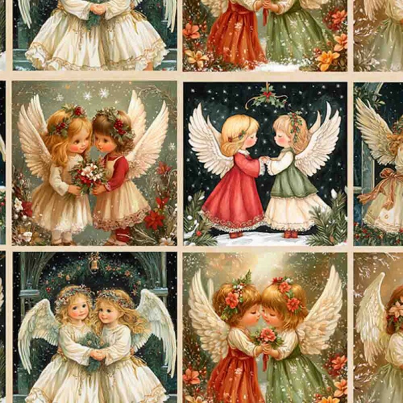 TRICOLINE 100% ALGODÃO DIGITAL  - NATAL 2025 -  PAINEL ANJOS