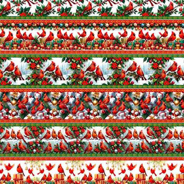 TRICOLINE 100% ALGODÃO DIGITAL  - NATAL 2025 -  BARRADO PASSAROS