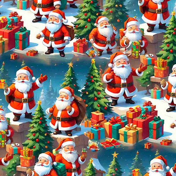 TRICOLINE 100% ALGODÃO DIGITAL  - NATAL 2025 -  PAPAI NOEL ARVORES E PRESENTES