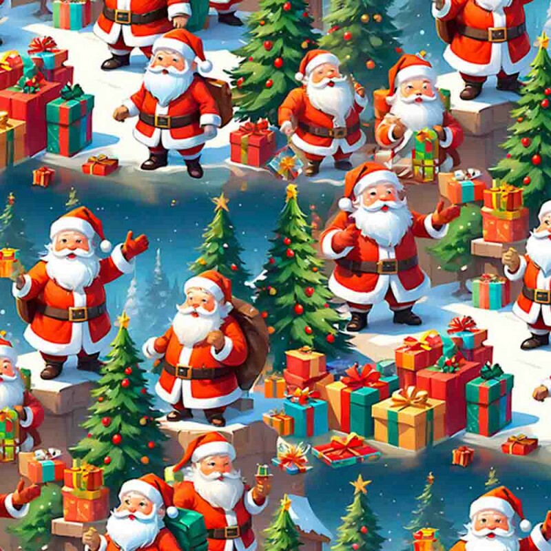 TRICOLINE 100% ALGODÃO DIGITAL  - NATAL 2025 -  PAPAI NOEL ARVORES E PRESENTES