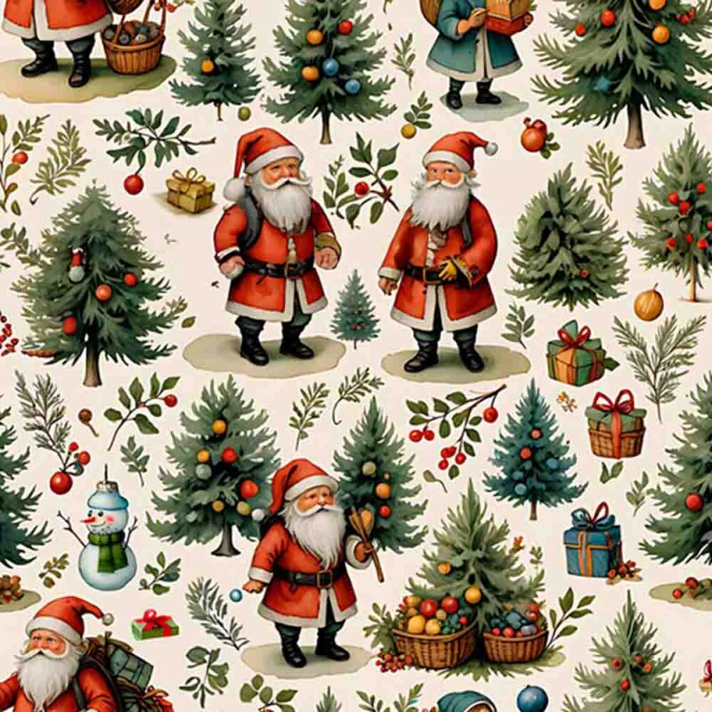 TRICOLINE 100% ALGODÃO DIGITAL  - NATAL 2025 -  PAPAI NOEL VINTAGE