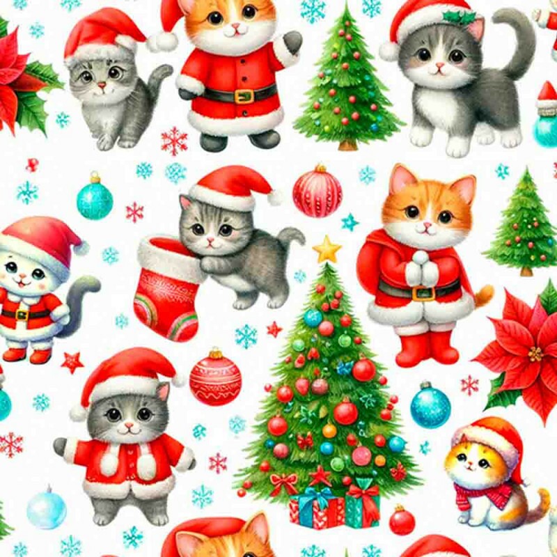 TRICOLINE 100% ALGODÃO DIGITAL  - NATAL 2025 -  CATS