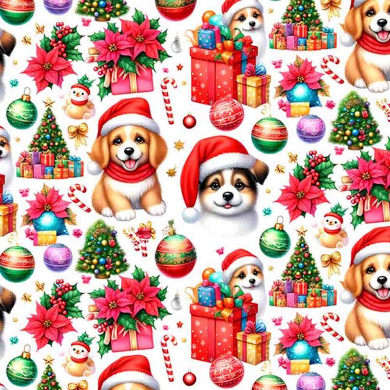 TRICOLINE 100% ALGODÃO DIGITAL  - NATAL 2025 -  DOGS