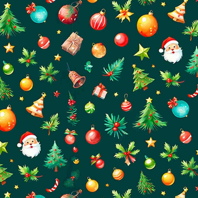 TRICOLINE 100% ALGODÃO DIGITAL  - NATAL 2025 -  NATAL MIUDO NOEL E ARVORES
