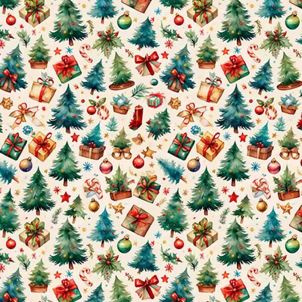 TRICOLINE 100% ALGODÃO DIGITAL  - NATAL 2025 -  NATAL MIUDO PRESENTES E ARVORES