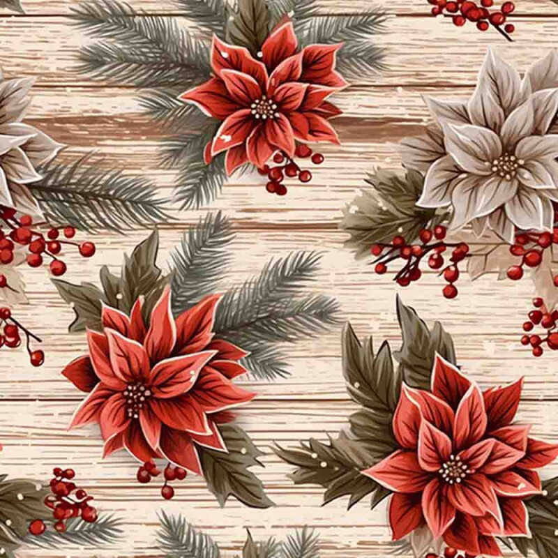 JN26 - TRICOL. COLEÇÃO NATAL VINTAGE - BICO DE PAPAGAIO FUNDO MADEIRA - 100% ALGODÃO 98281-001