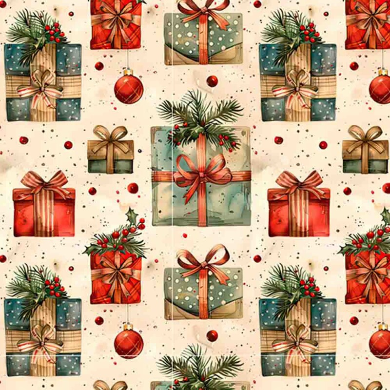 TRICOLINE 100% ALGODÃO DIGITAL  - NATAL 2025 -  VINTAGE PRESENTES