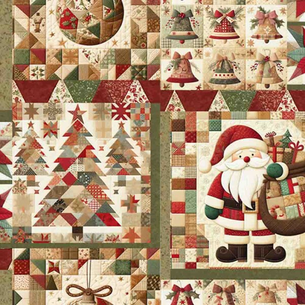 TRICOLINE 100% ALGODÃO DIGITAL  - NATAL 2025 -  PATCHWORK PAPAI NOEL GRANDE - 97860-001