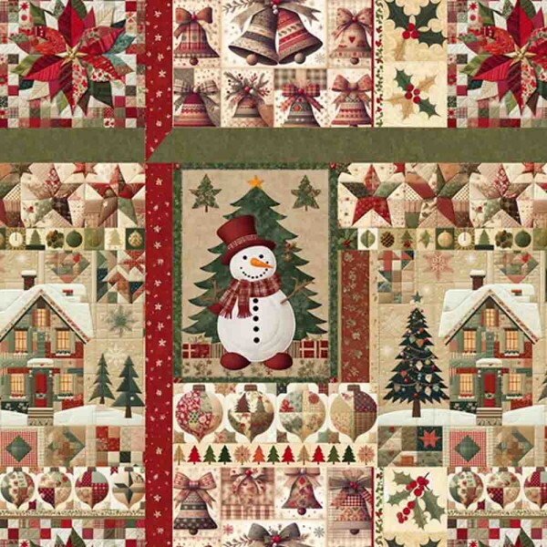 TRICOLINE 100% ALGODÃO DIGITAL  - NATAL 2025 -  PATCHWORK BONECO DE NEVE GRANDE - 99488/001