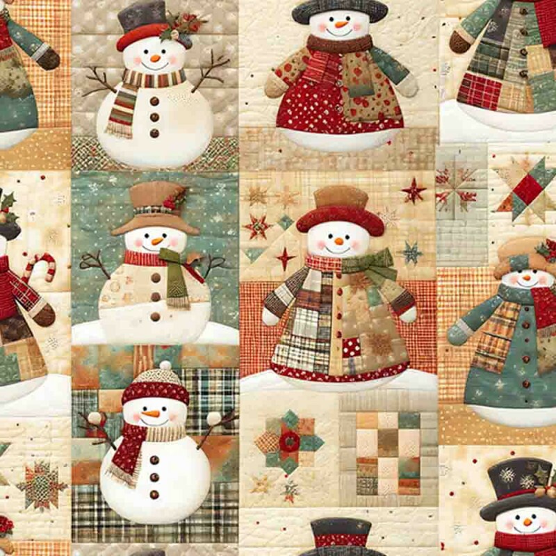 TRICOLINE 100% ALGODÃO DIGITAL  - NATAL 2025 -  PATCHWORK BONECO DE NEVE PEQUENO - 97856-001