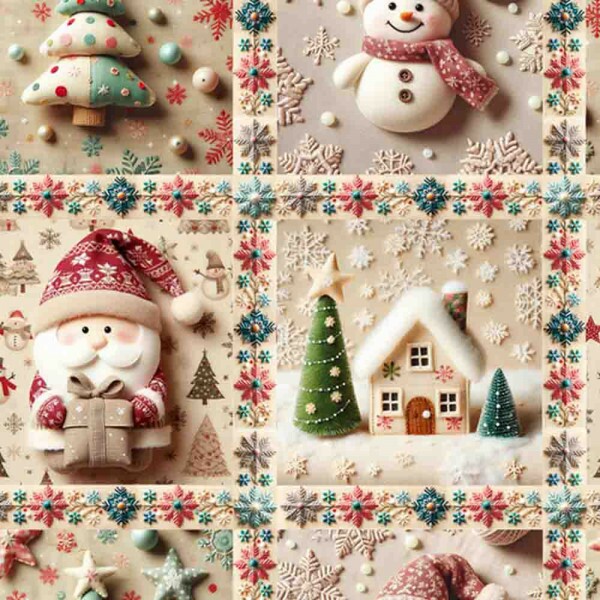 TRICOLINE 100% ALGODÃO DIGITAL  - NATAL 2025 -  PATCHWORK 3D