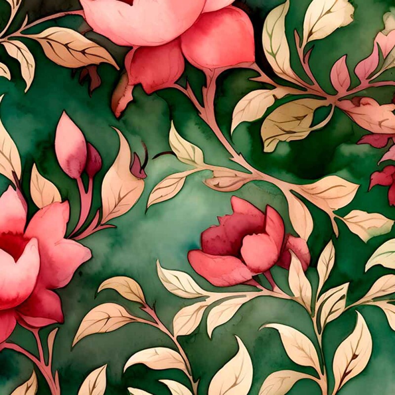 COLEÇÃO CLUBE MAIS CRIATIVO - TRIC. EST. DIGITAL - ROSAS FD VERDE - ( 82752 VAR,01 ) - C