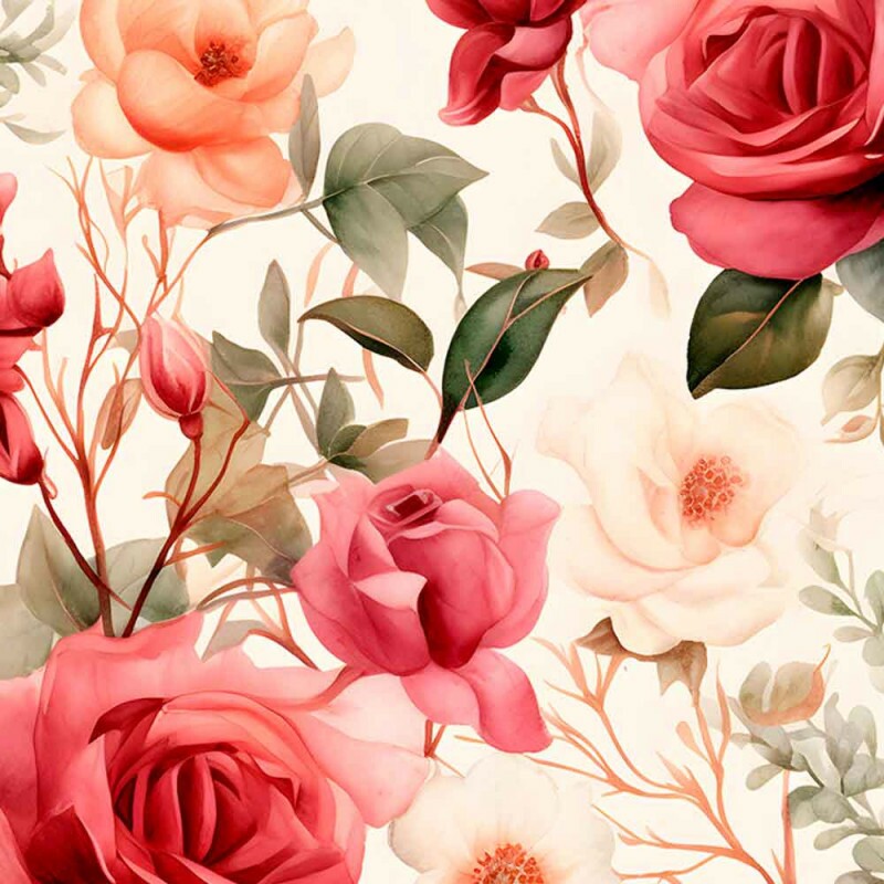 COLEÇÃO CLUBE MAIS CRIATIVO - TRIC. EST. DIGITAL - ROSAS FD BEGE - ( 82751 VAR,01 ) - C