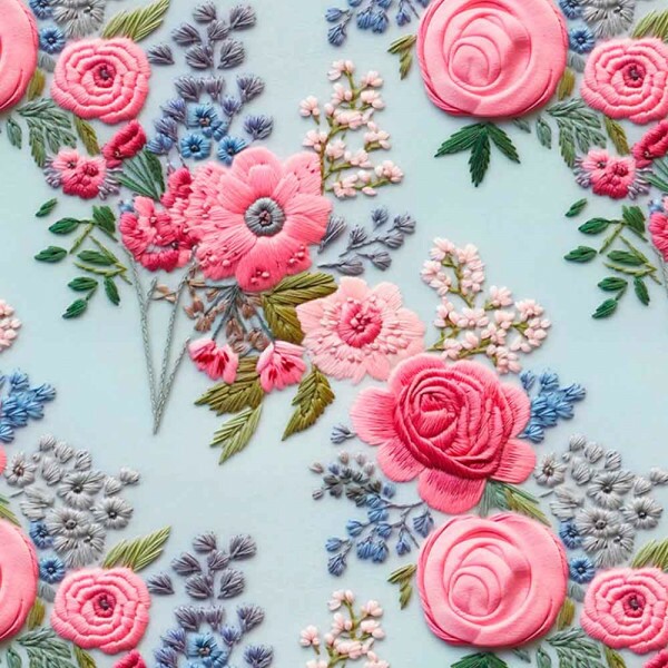 COLEÇÃO CLUBE MAIS CRIATIVO - TRIC. EST. DIGITAL - ROSAS C/ FD AZUL - ( 82887 VAR,01 ) - C