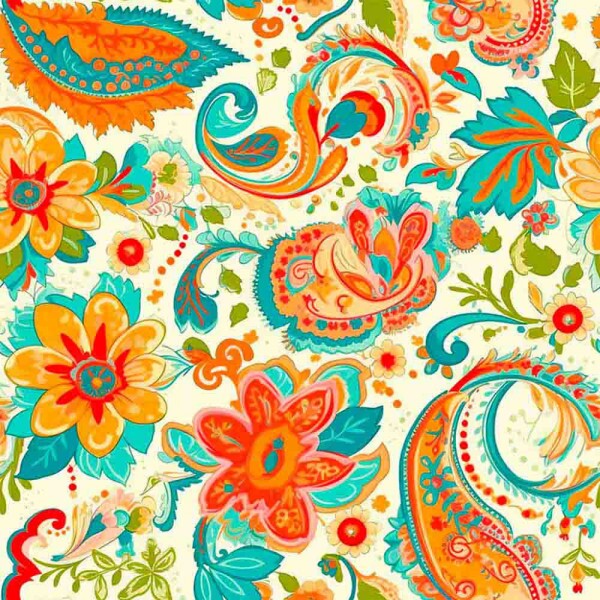 COLEÇÃO CLUBE MAIS CRIATIVO - TRIC. EST. DIGITAL - CASHMERE LARANJA FD BEGE - ( 82769 VAR,01 ) - C