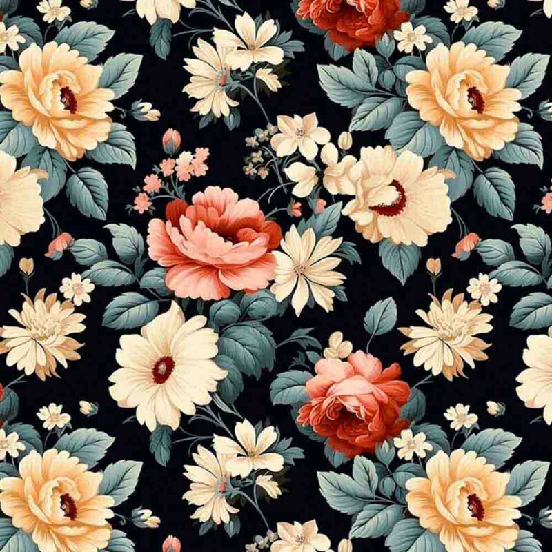 COLEÇÃO CLUBE MAIS CRIATIVO - TRIC. EST. DIGITAL - ROSAS FD PRETO - ( 84389 VAR,01 )  - C