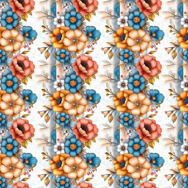 TRICOL. CLUBE MAIS CRIATIVO - COLEÇÃO FLORISTA - FLORAL COM LISTRAS -  100% ALGODÃO  96843/001