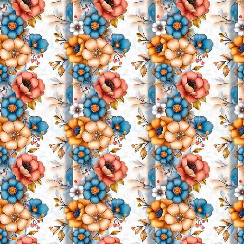 TRICOL. CLUBE MAIS CRIATIVO - COLEÇÃO FLORISTA - FLORAL COM LISTRAS -  100% ALGODÃO  96843/001