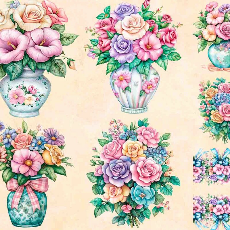 COLEÇÃO EXCLUSIVA CMC 5 - PAINEL VASO DE FLORES, BUQUET DE FLORES